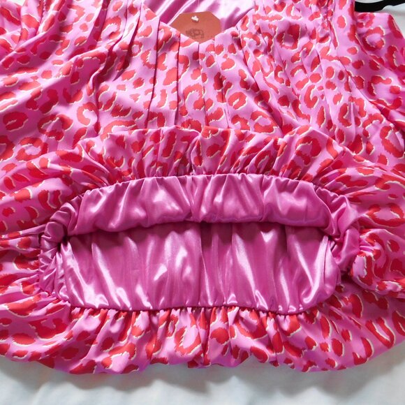 Bubble Leopard Blouse Pink BUFFALO TRADING CO. Short Sleeves Womens X Large - Picture 6 of 8